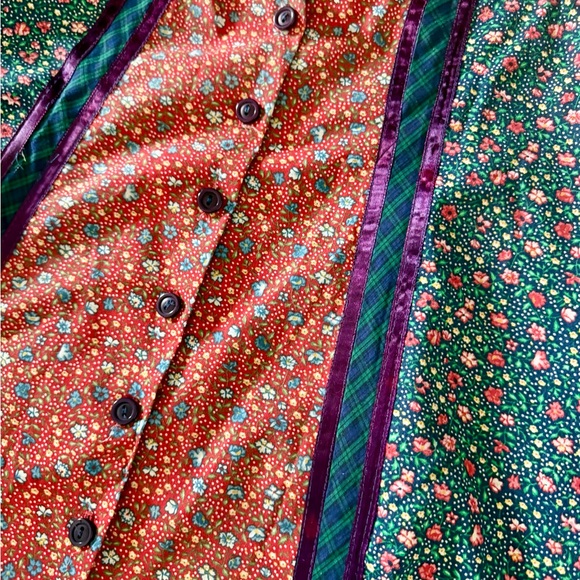 VTG GUNNE SAX Jessica’s Gunnies Floral/plaid Patch Skirt Lace Trim.size 9 - Picture 6 of 12